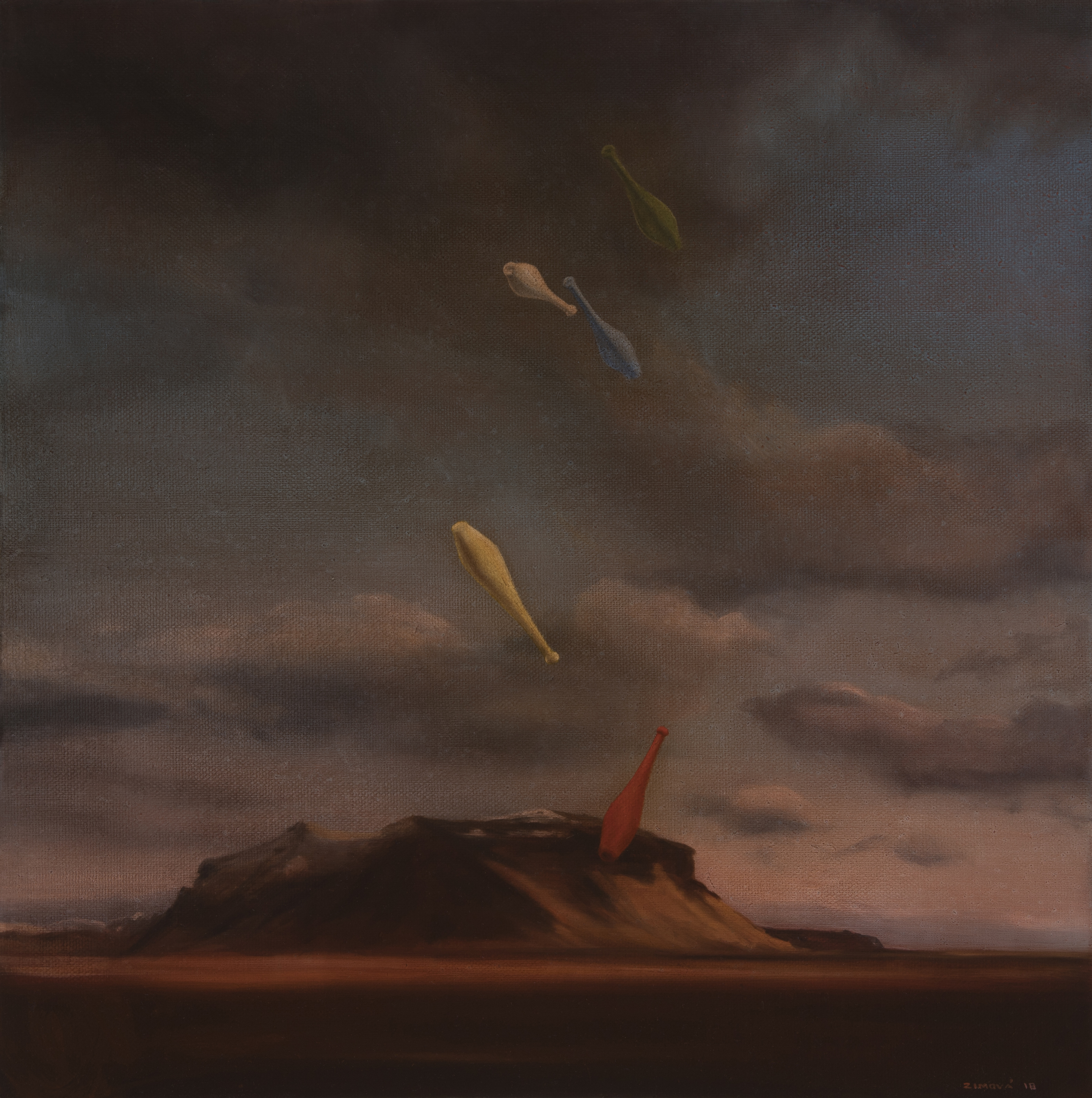 Jana Zimová, Free Play, 40×40 cm, Öl auf Leinwand, 2018