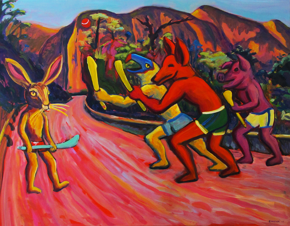 Jana Zimová, Game, 100×80 cm, Öl auf Leinwand, 2015