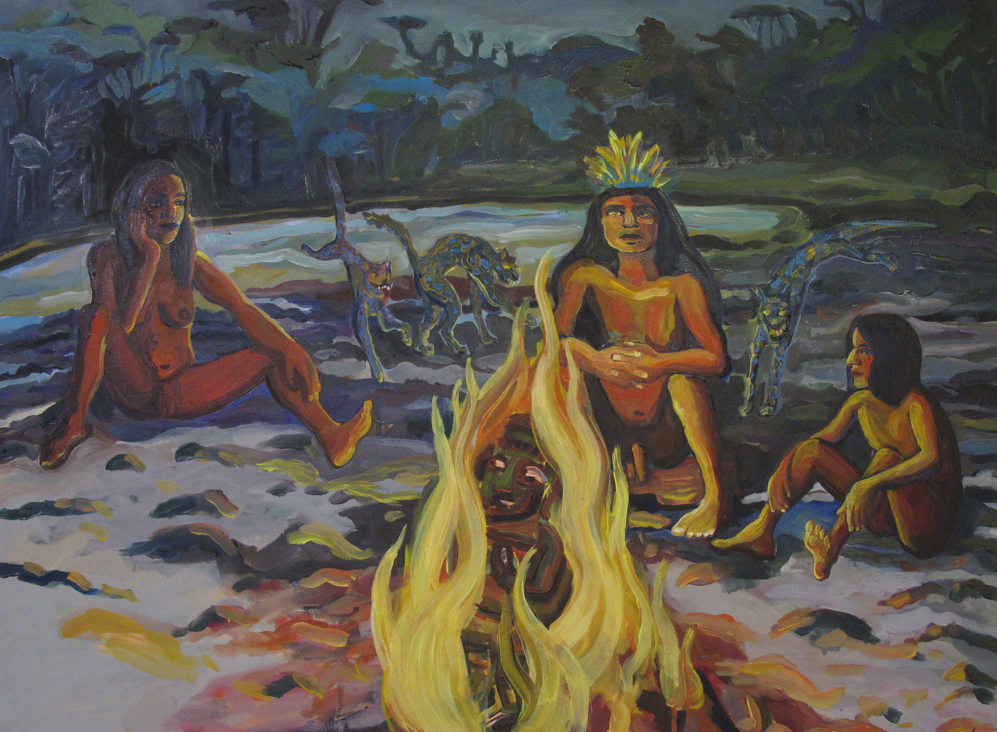 Jana Zimová, In Protection of Fire, 80×60 cm, Öl auf Leinwand, 2015