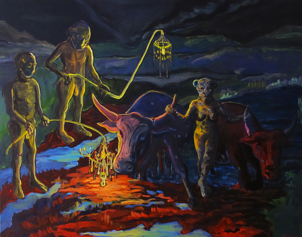 Jana Zimová, Night Bath, 100×80 cm, Öl auf Leinwand, 2015